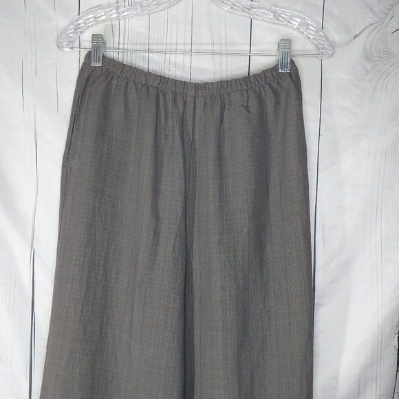 Eileen Fisher Linen Blend Wide Leg Cropped Pull-On Pants - Olive Green Size PS - Picture 2 of 12
